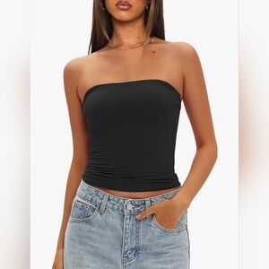 FOREVER 21+ Women's padded tube top, strapless bra with double lining BLACK